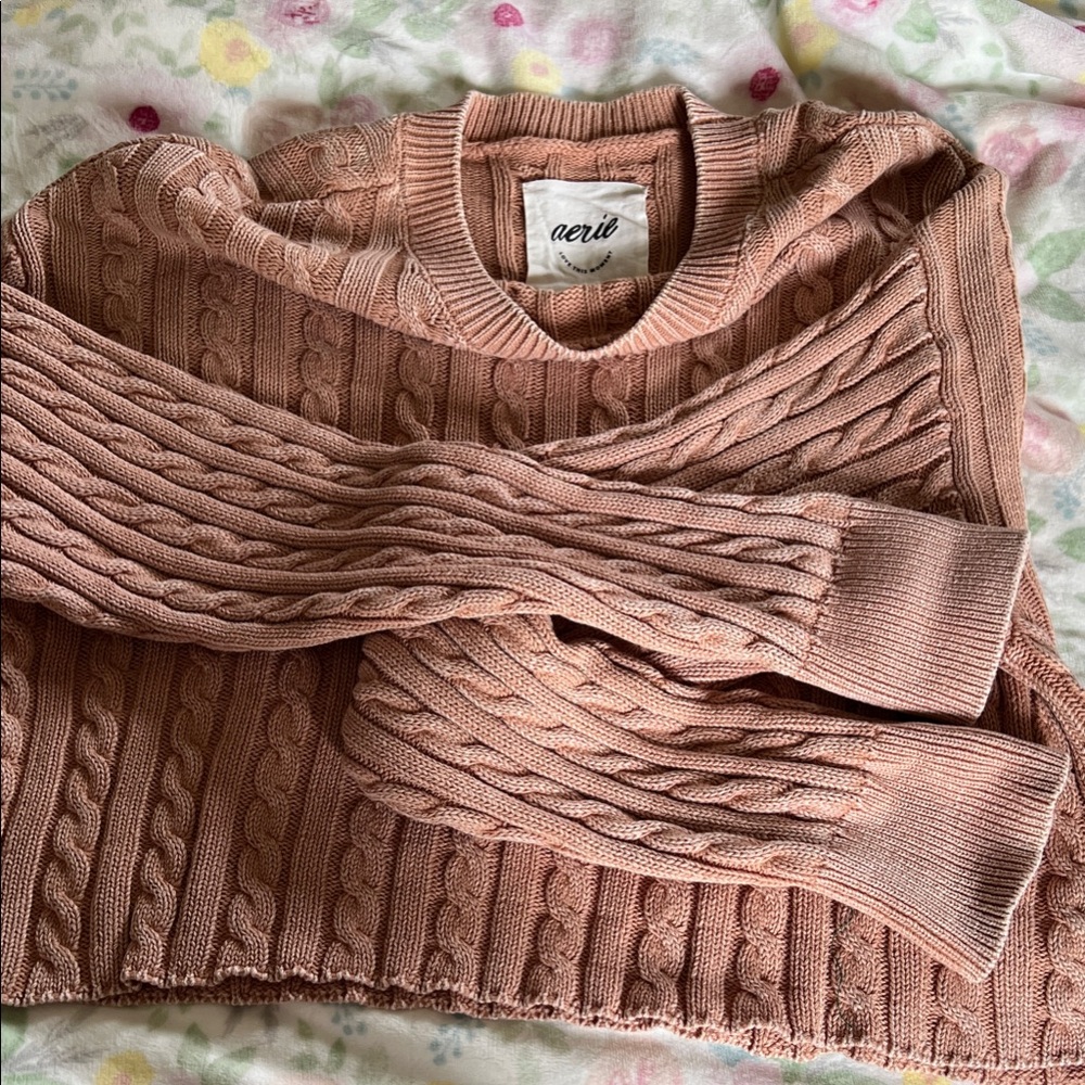 aerie Cable Knit Crewneck Sweater